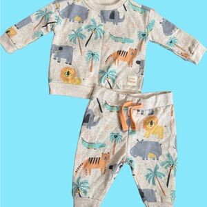 Neutral Safari Animal Print 2 Piece Outfit 3 months